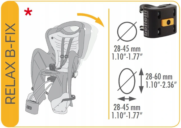 BELLELLI Mr Fox LUX fotelik rowerowy na ramę odchylany